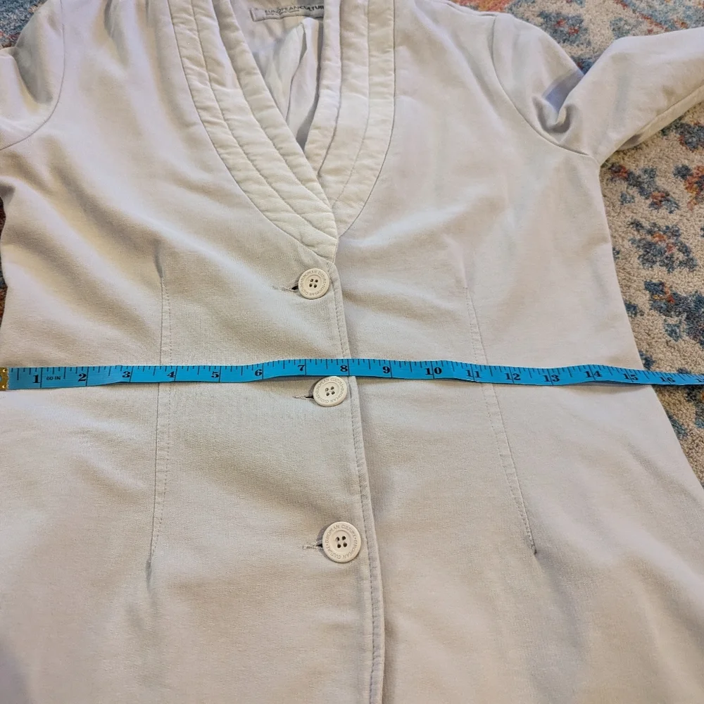 European Culture Women's XS Light Gray Soft Jacket Flat Collar Pleated Tail - Picture 10 of 12